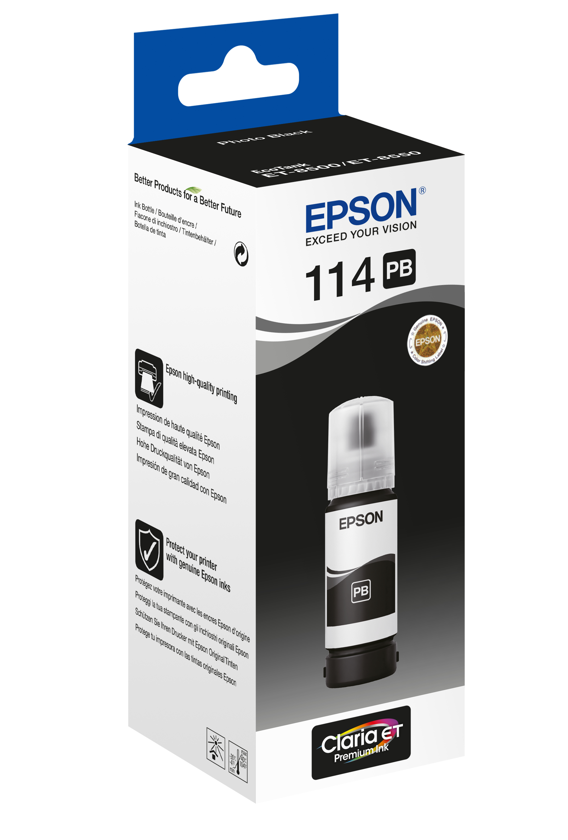 Epson 114 70 ml Flacone di inchiostro originale DYE Nero Foto ET 8550