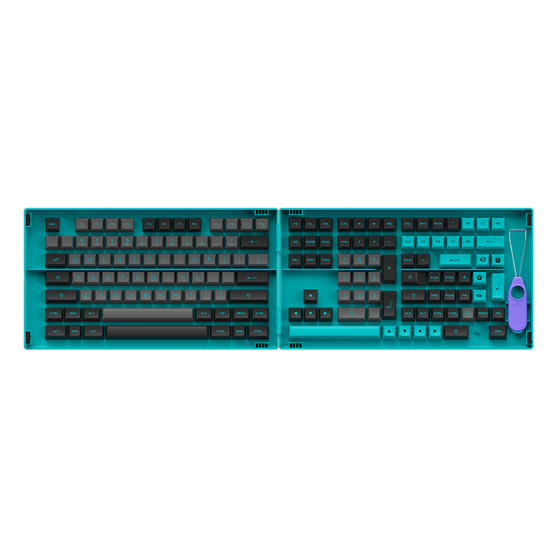 Akko Black & Cyan Keycap Set ASA PBT : Kit di copri tasti per tastiere meccaniche di alta qualità in PBT Double-shot