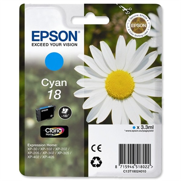 Cartuccia Epson T1802 (C13T18024020) Ciano Originale