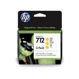 Confezione da 3 cartucce di inchiostro giallo DesignJet HP 712