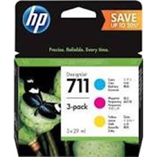 HP 711 - Confezione da 3 PZ, 29 ml, giallo, ciano, magenta - originale