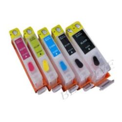 5 Cartucce vuote (2 Nere +1 per colore) ricaricabili serie Canon PGI – 570XL + CLI – 571XL con chip più inchiostro.