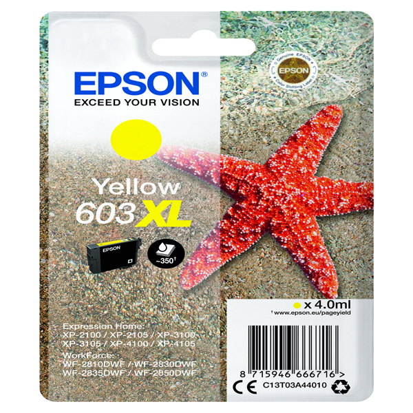 Cartuccia Epson 603XL (C13T03A44010) Giallo Originale